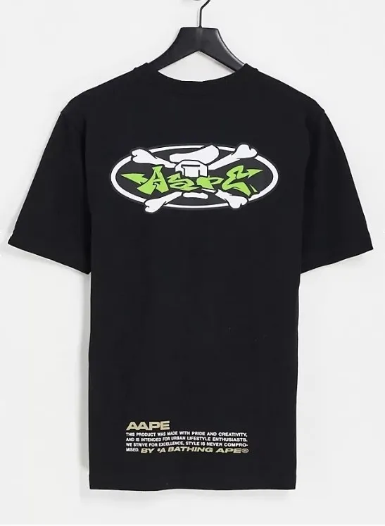 A BATHING APE  |Crew Neck Pullovers Cotton Short Sleeves Logo