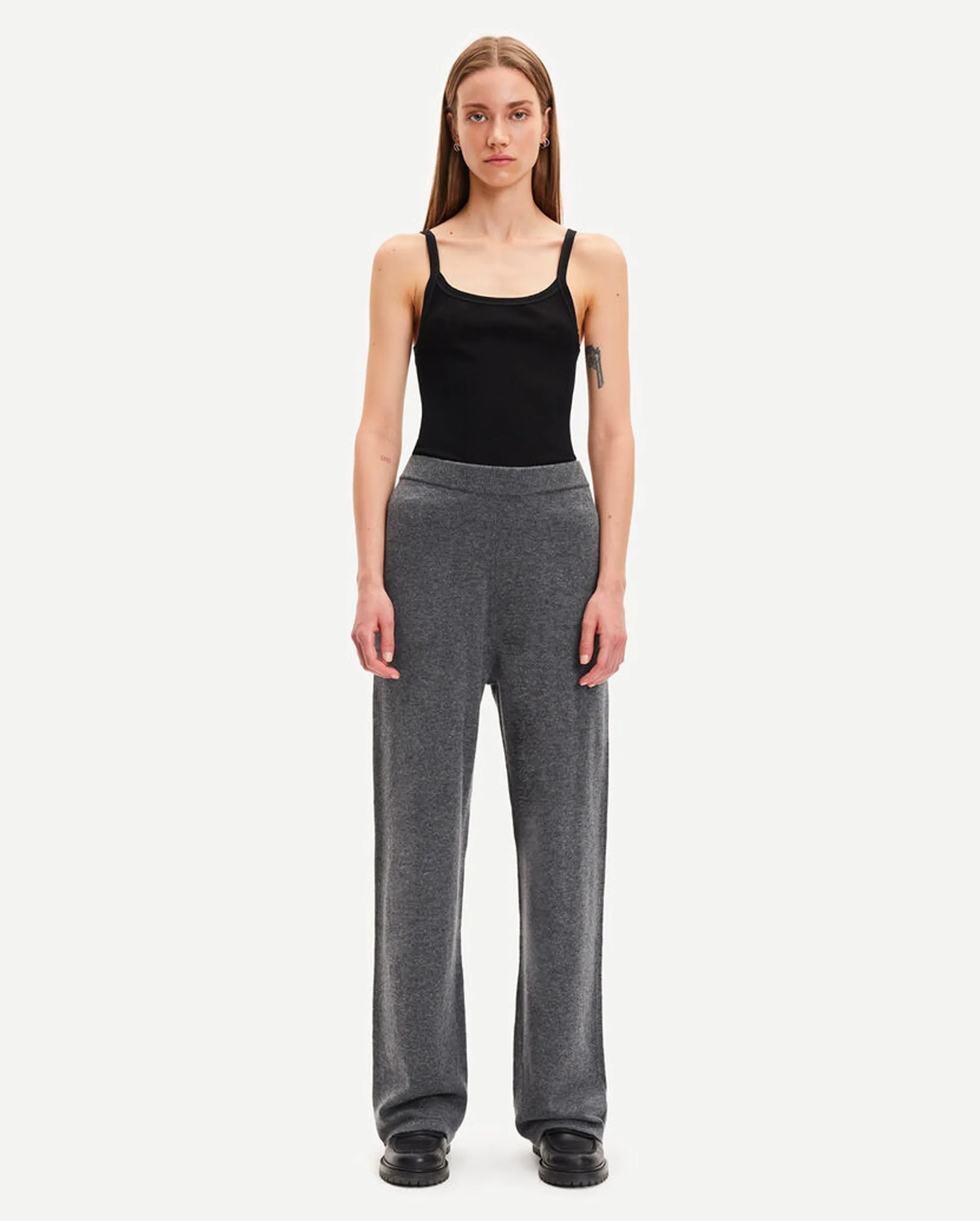 AMARIS STRAIGHT TROUSERS / DARK GREY MEL