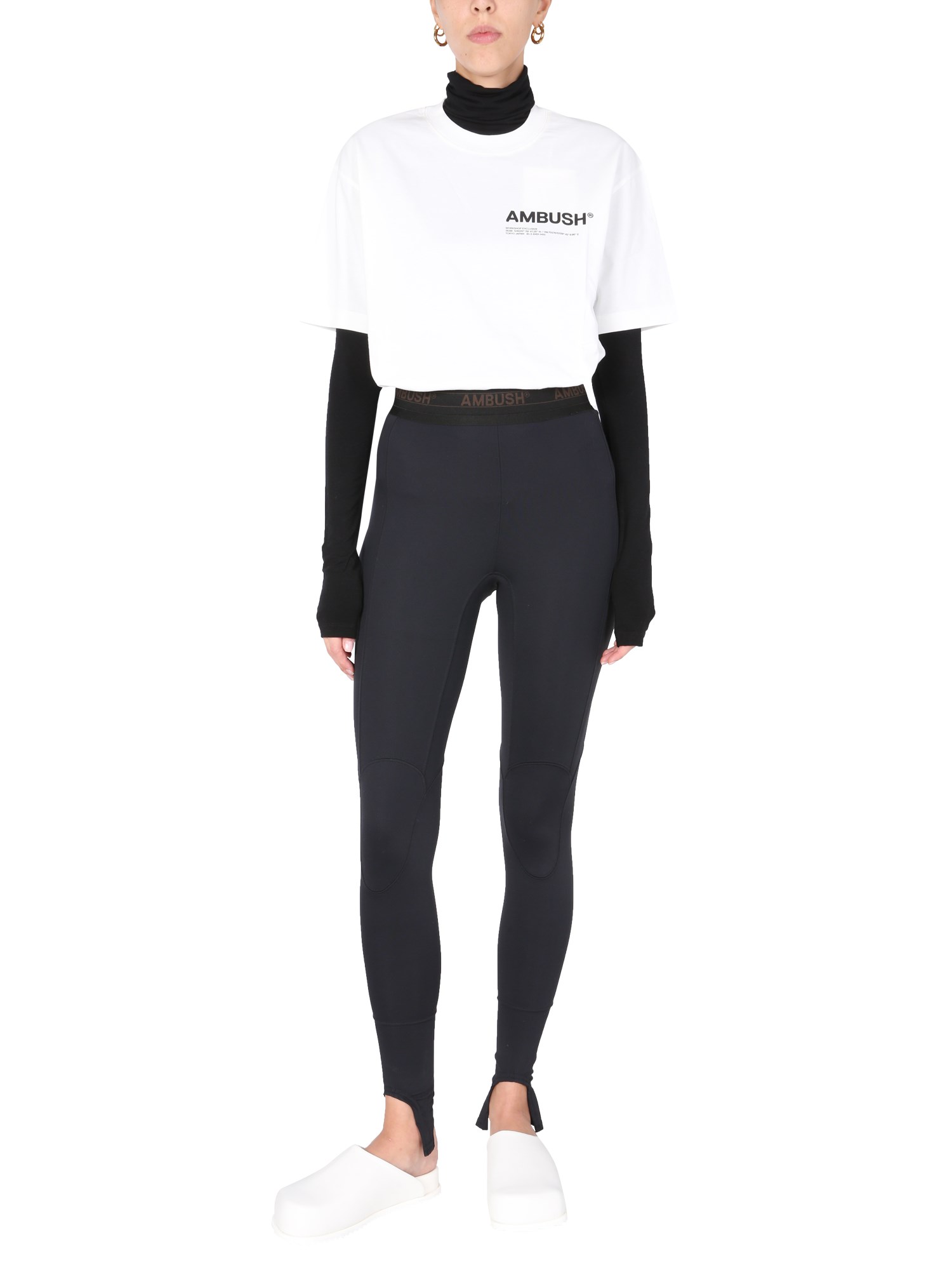 AMBUSH    SCUBA NYLON LEGGINGS WITH LOGO BAND