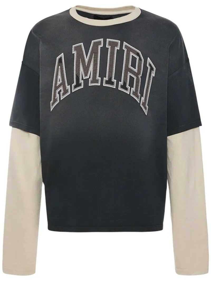 AMIRI  |Crew Neck Street Style Long Sleeves Long Sleeve T-shirt Logo