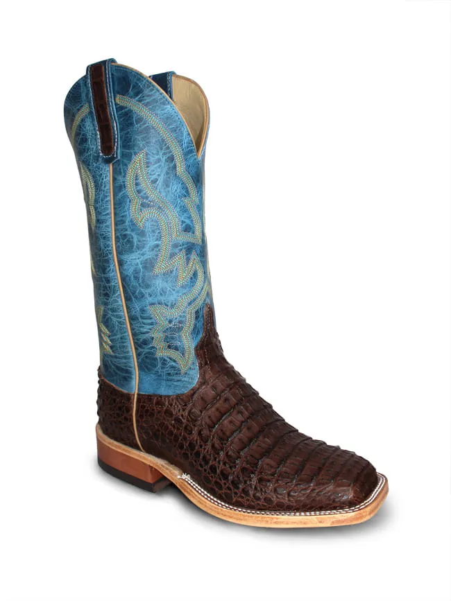 Anderson Bean Mens Blue Lava Chocolate Luxe Caiman Boots