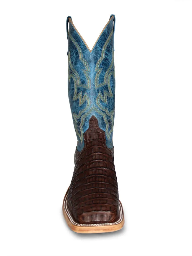 Anderson Bean Mens Blue Lava Chocolate Luxe Caiman Boots