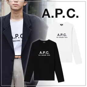 A.P.C.  |Crew Neck Long Sleeves Plain Long Sleeve T-shirt Logo