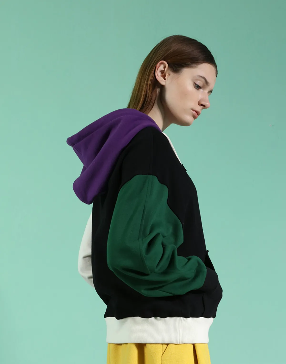 Astute Colour-block Hoodies - Black