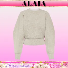 Azzedine Alaia  |Crew Neck Wool Long Sleeves Plain Puff Sleeves