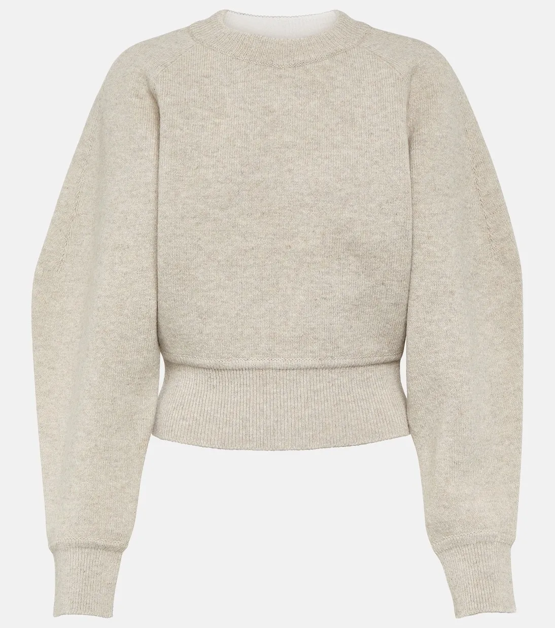 Azzedine Alaia  |Crew Neck Wool Long Sleeves Plain Puff Sleeves