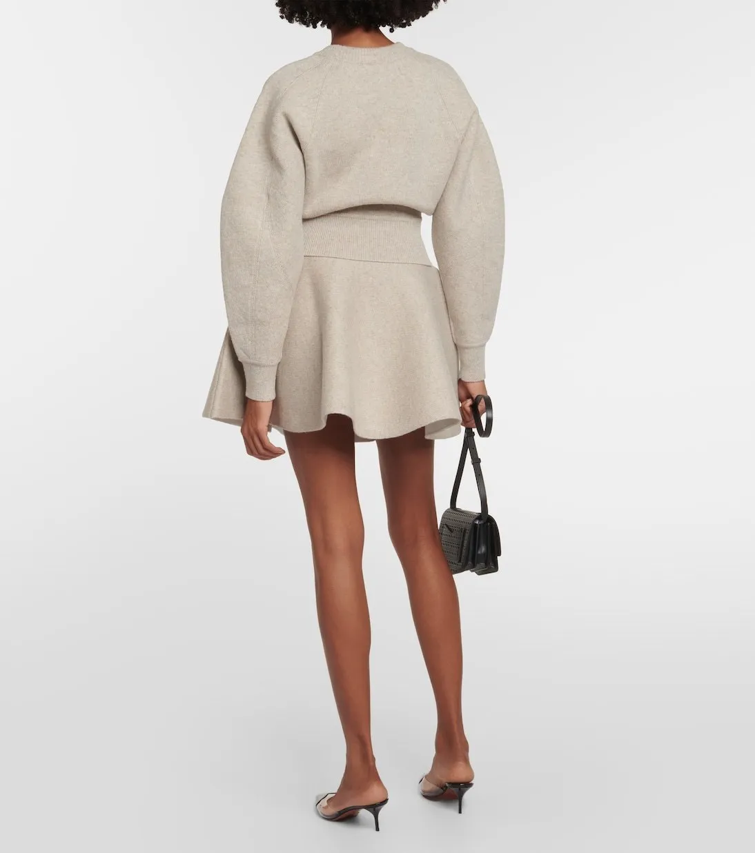 Azzedine Alaia  |Crew Neck Wool Long Sleeves Plain Puff Sleeves