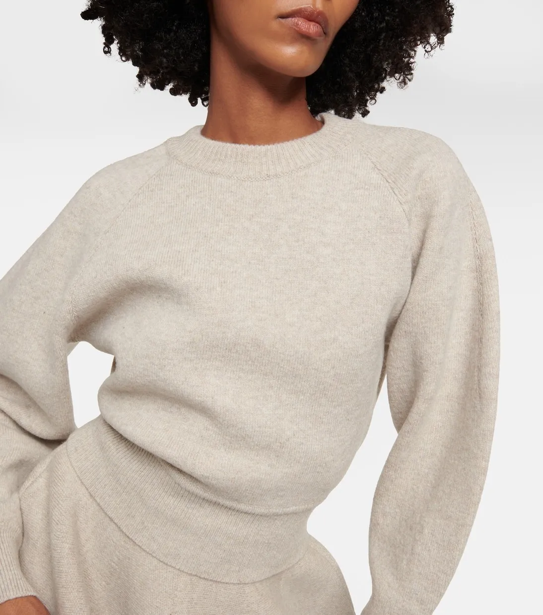 Azzedine Alaia  |Crew Neck Wool Long Sleeves Plain Puff Sleeves