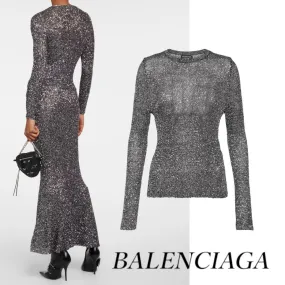 BALENCIAGA  |Crew Neck Casual Style Long Sleeves Party Style