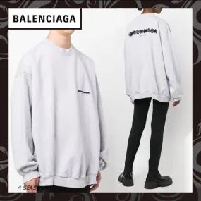 BALENCIAGA  |Unisex Long Sleeves Plain Cotton Logo Luxury