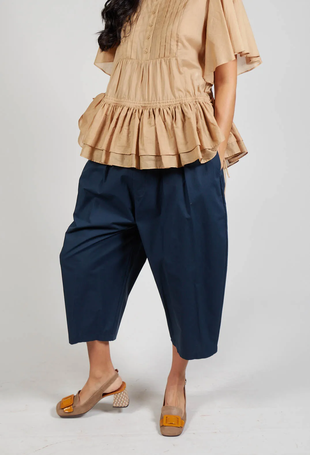 Balloon Leg Trousers in Navy