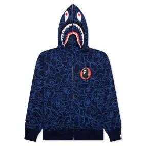 Bape 30th Anniversary Line Camo Shark Full Zip Hoodie - Navy