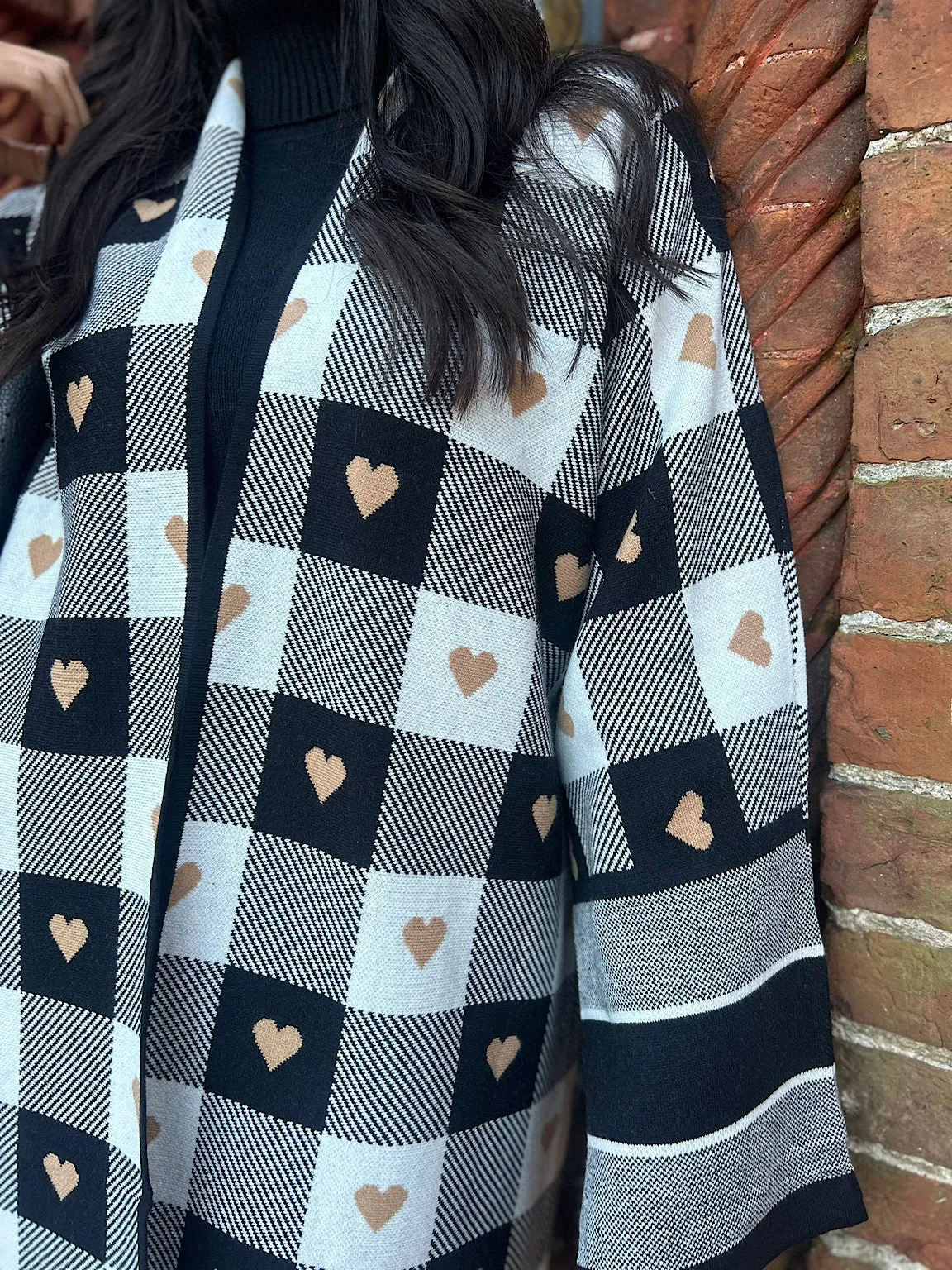 Black Heart Checked Cardigan Danni