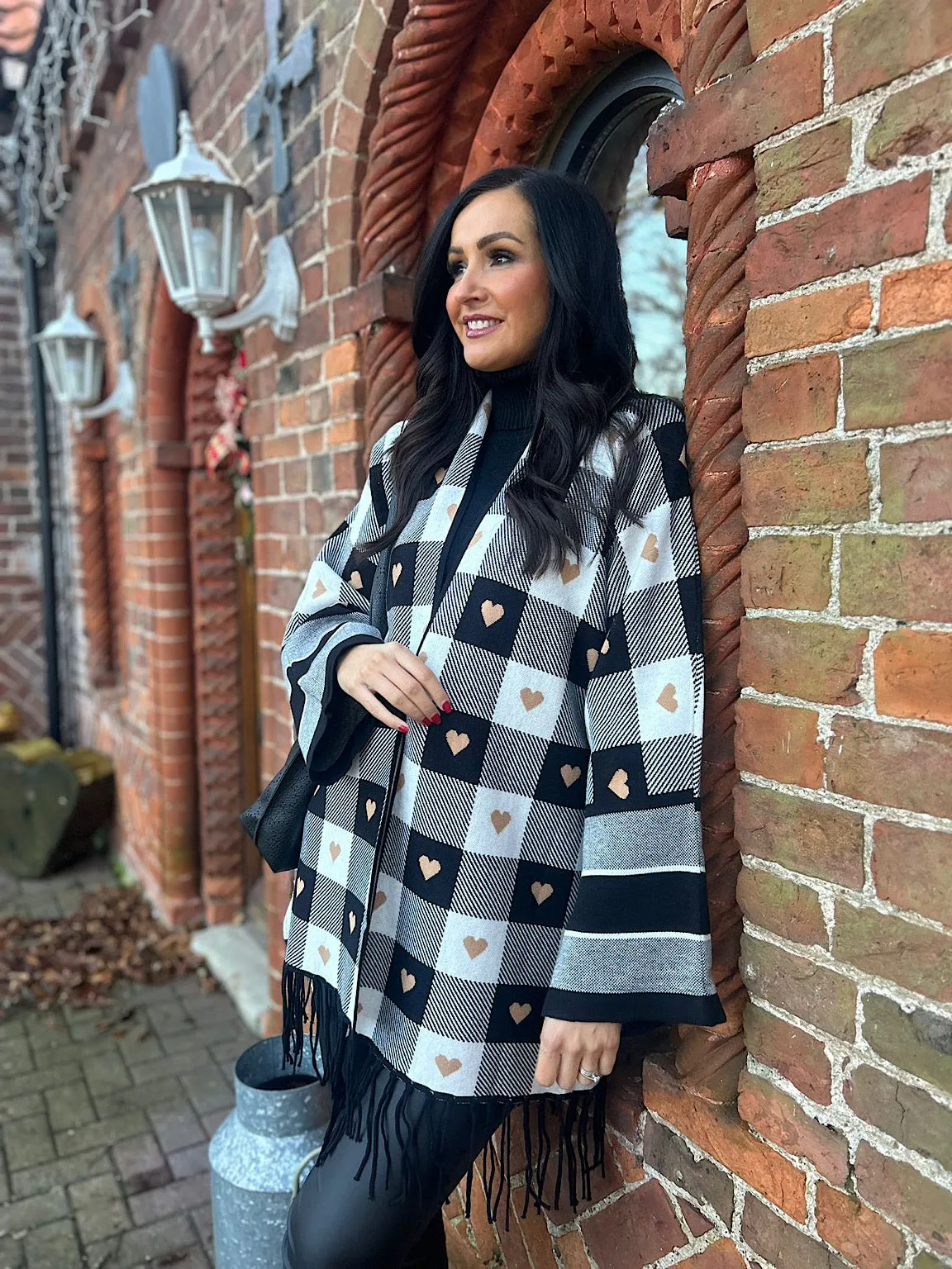 Black Heart Checked Cardigan Danni