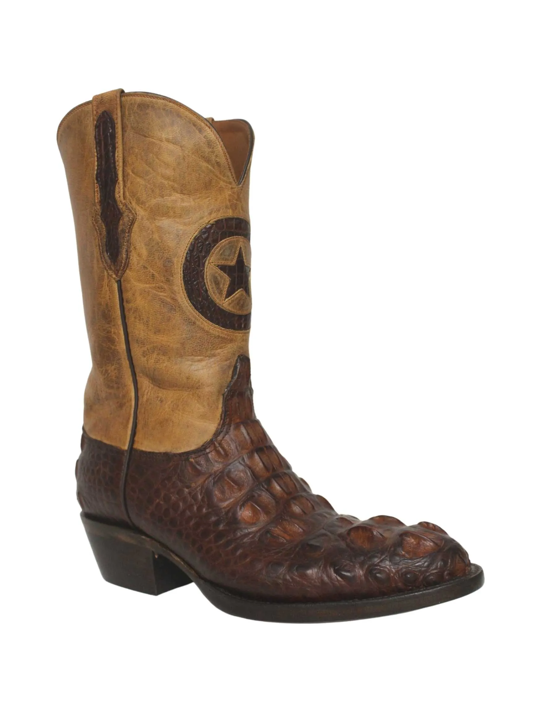 Black Jack Mens Alligator Barnwood Hornback Round Toe Boots