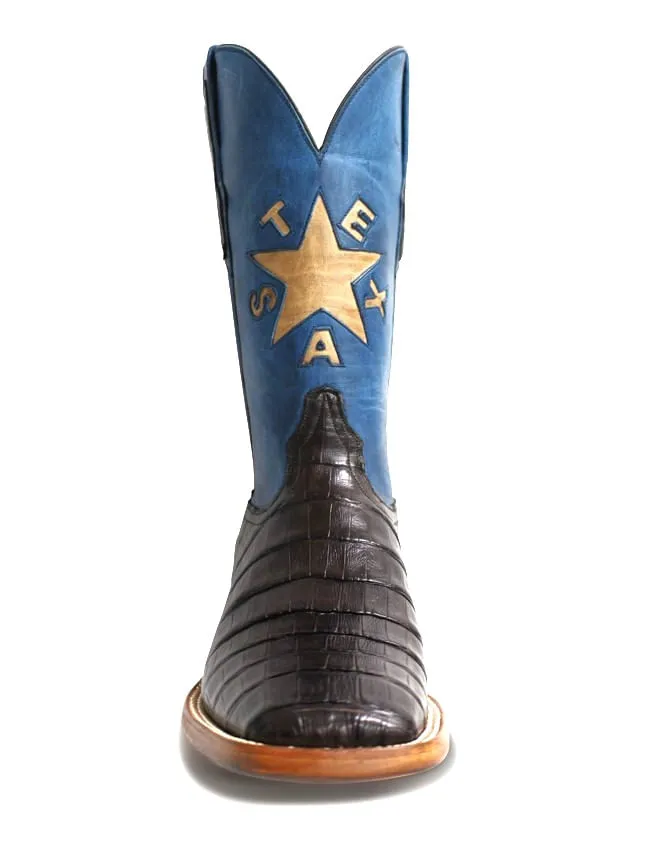 Black Jack Mens Texas Star  Chocolate Caiman Belly Boots