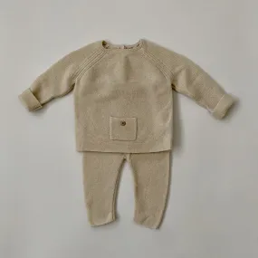 Bonpoint Cream Cashmere Leggings And Top Set: 3 Months