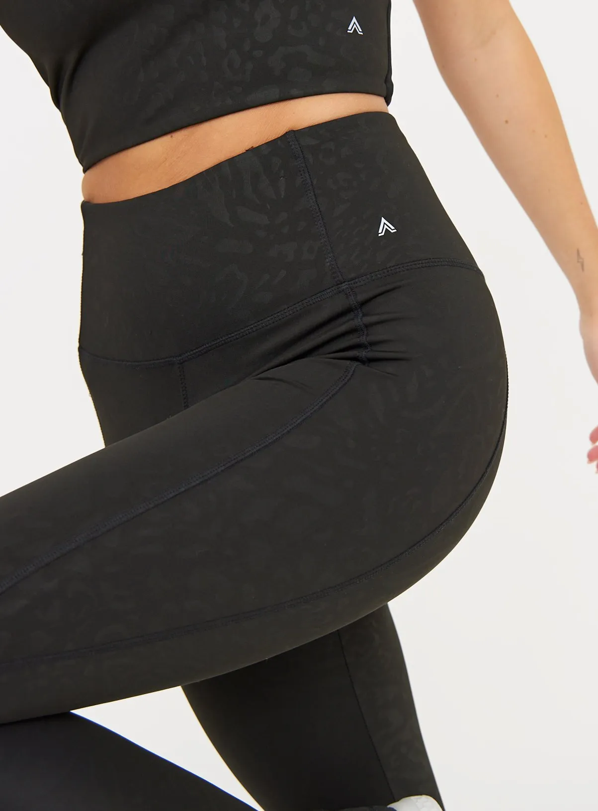 Buy Active Black Leopard Embossed Leggings XXL | Sports leggings | Tu