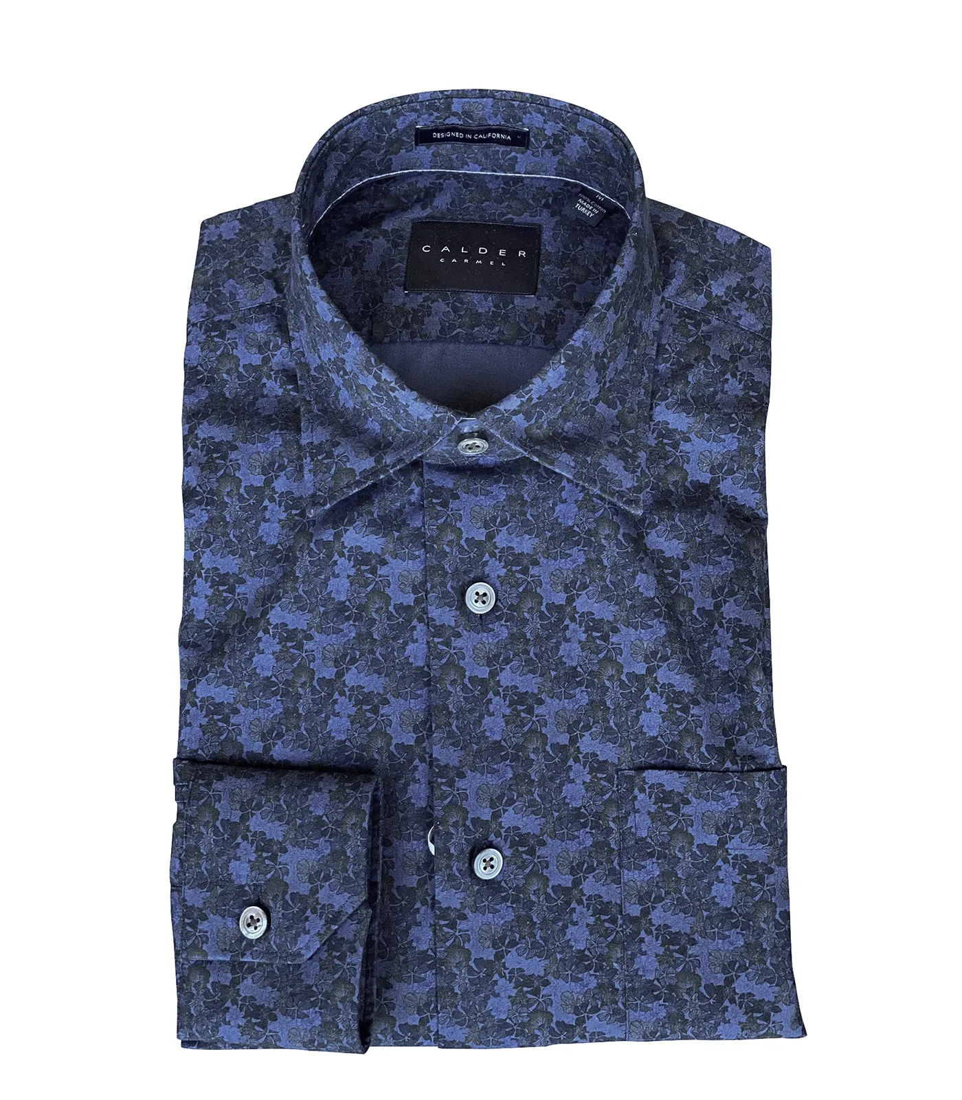 CALDER Navy Floral Long Sleeve Sport Shirt