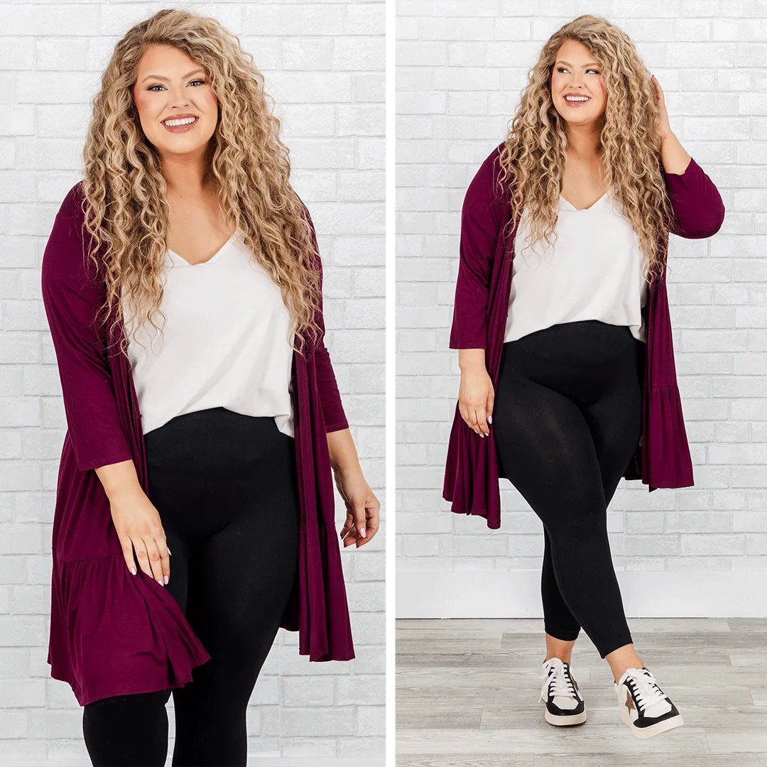 Calm My Mind Cardigan, Burgundy