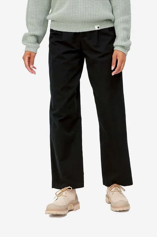 Carhartt WIP cotton trousers Cara black color