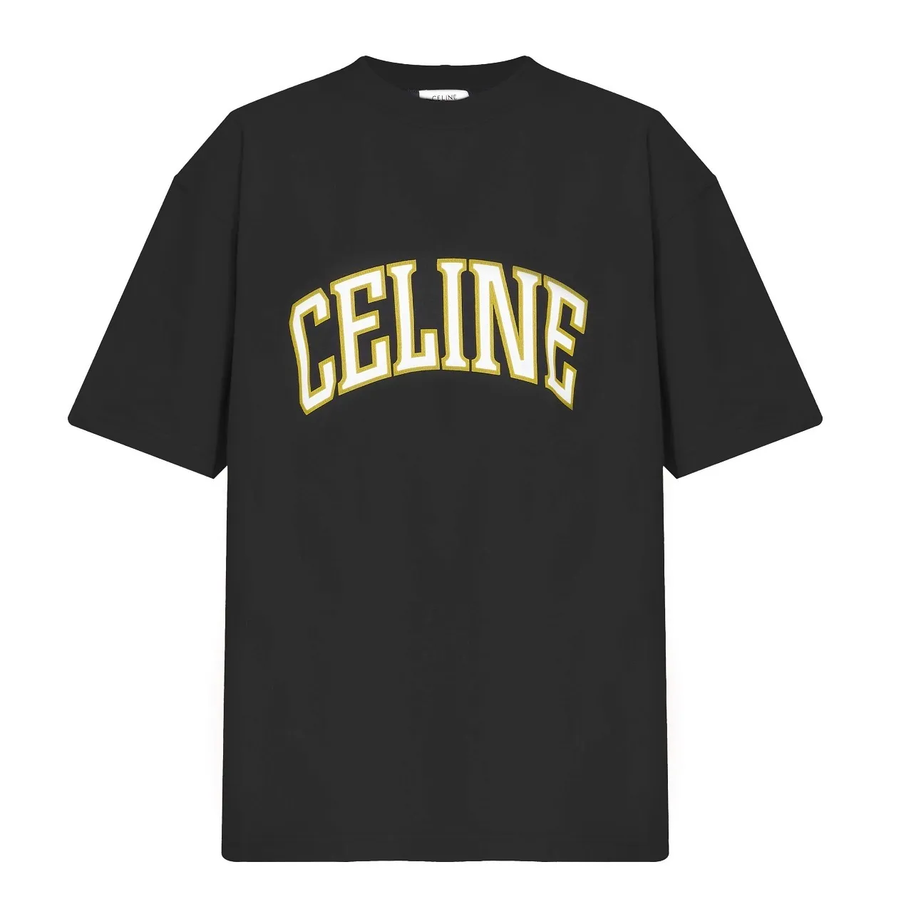 CELINE  |Crew Neck Pullovers Plain Cotton Short Sleeves Logo Luxury