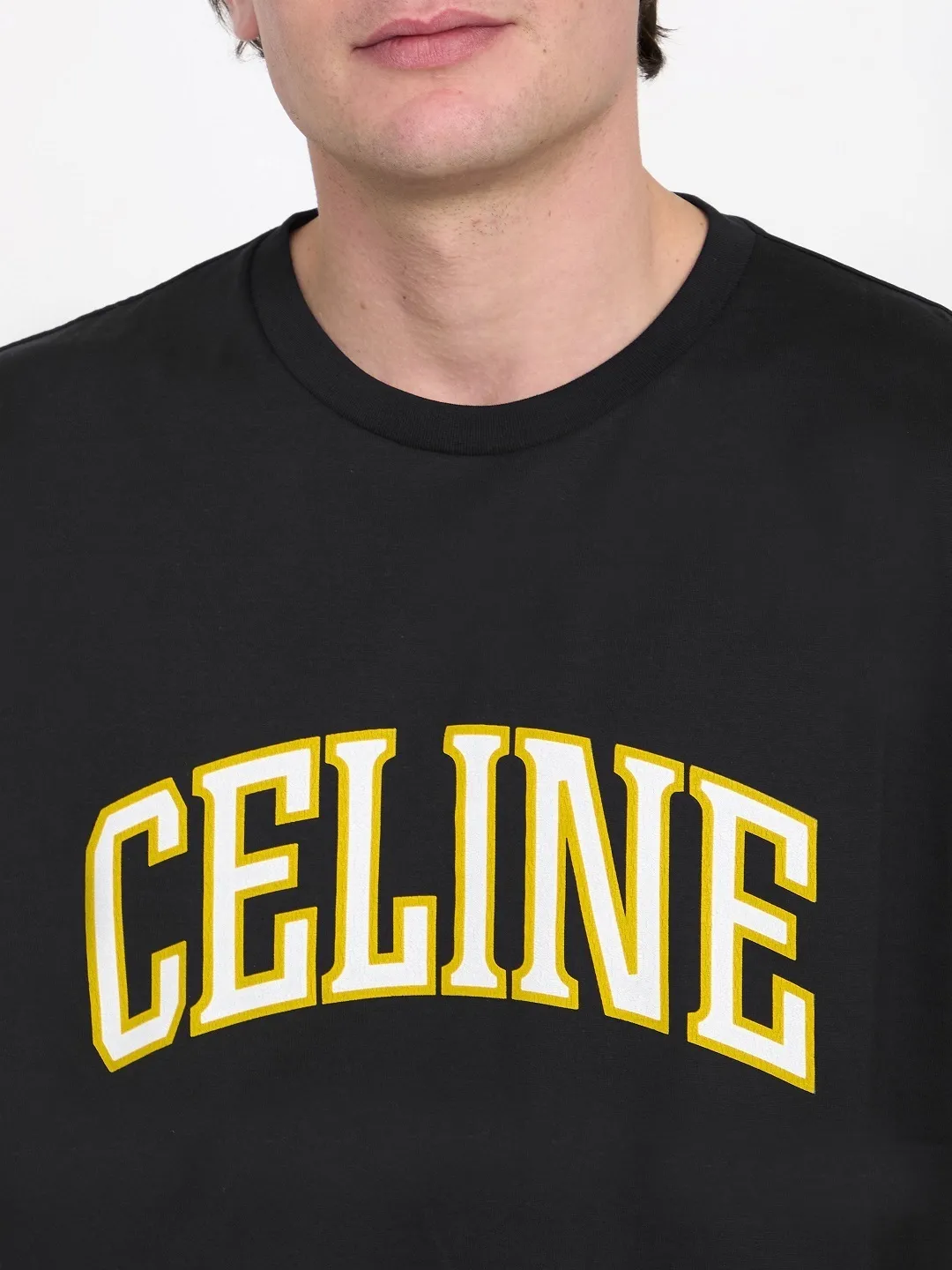 CELINE  |Crew Neck Pullovers Plain Cotton Short Sleeves Logo Luxury