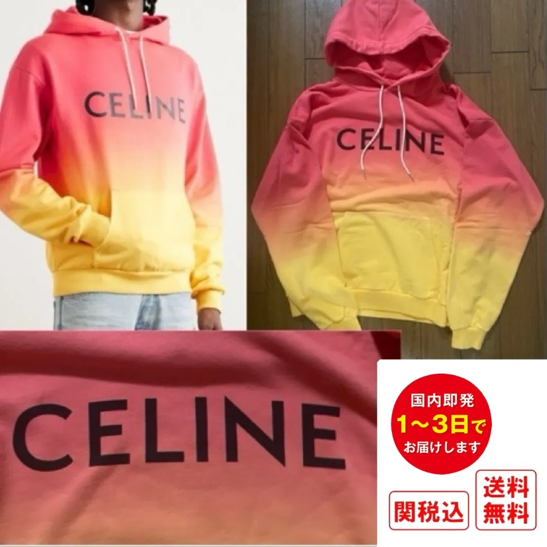 CELINE  |Pullovers Street Style Long Sleeves Plain Cotton Logo Luxury