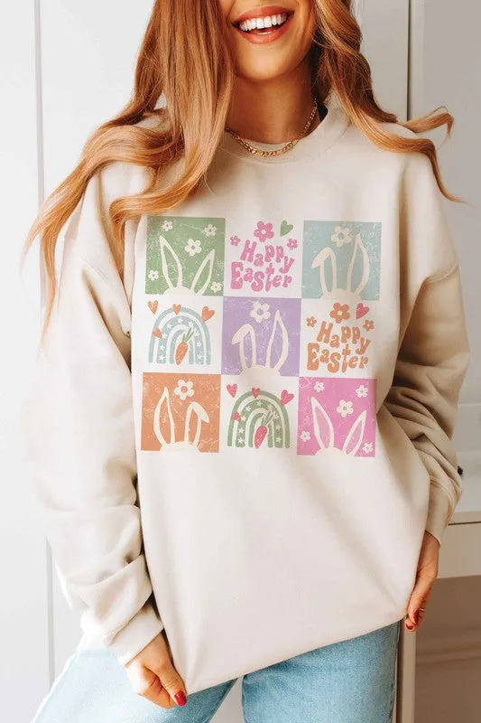 Checkered Easter Vibes Graphic Sweatshirt