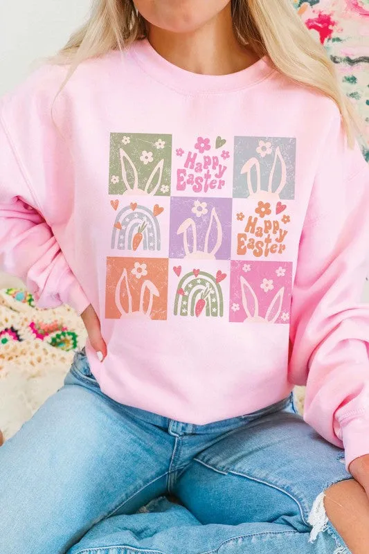 Checkered Easter Vibes Graphic Sweatshirt