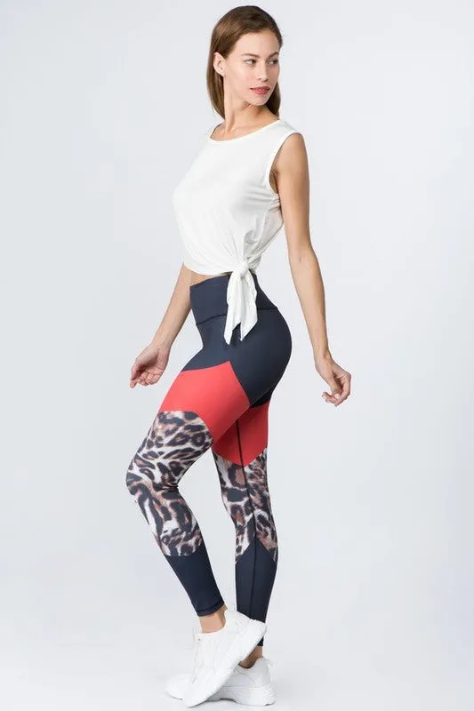 Cheetah Print Active Colorblock Activewear Legging