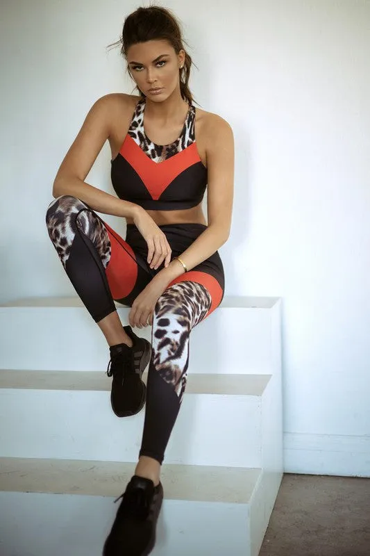 Cheetah Print Active Colorblock Activewear Legging