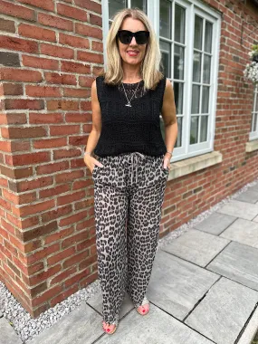 Chocolate Leopard Print Trousers Jayne