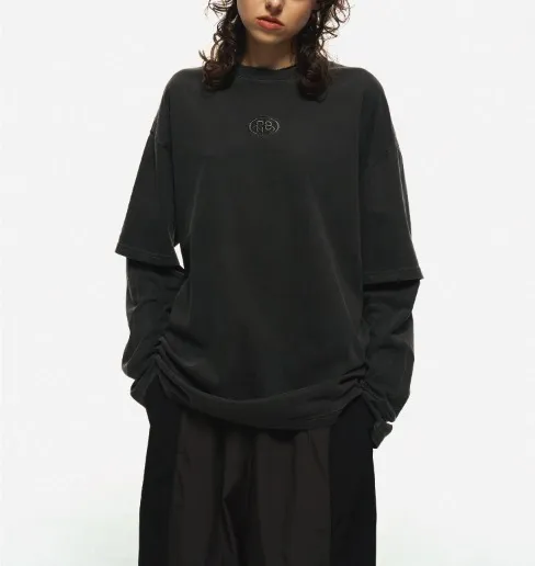 COMPAGNO  |Unisex U-Neck Long Sleeves Cotton Oversized