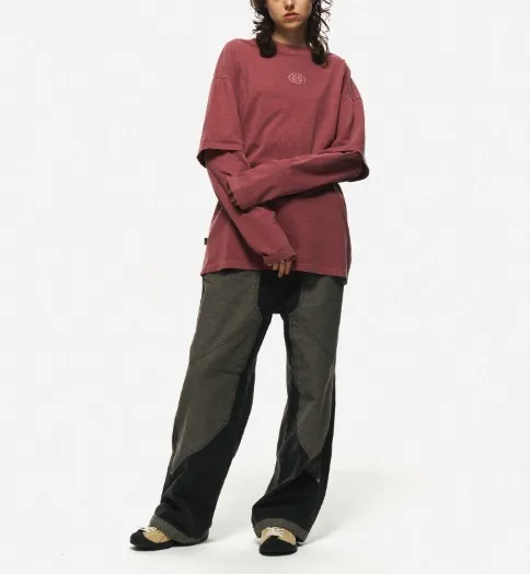 COMPAGNO  |Unisex U-Neck Long Sleeves Cotton Oversized