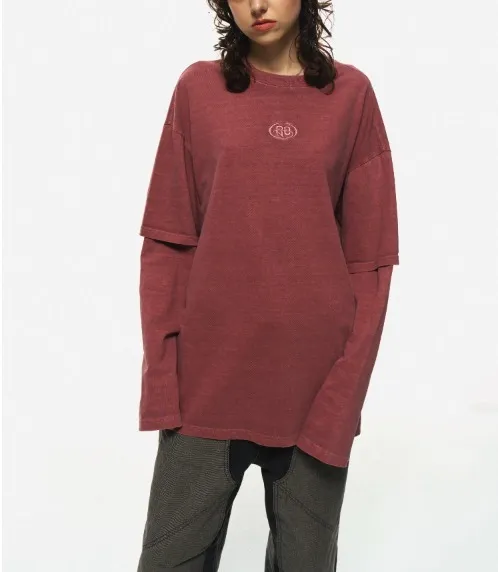 COMPAGNO  |Unisex U-Neck Long Sleeves Cotton Oversized