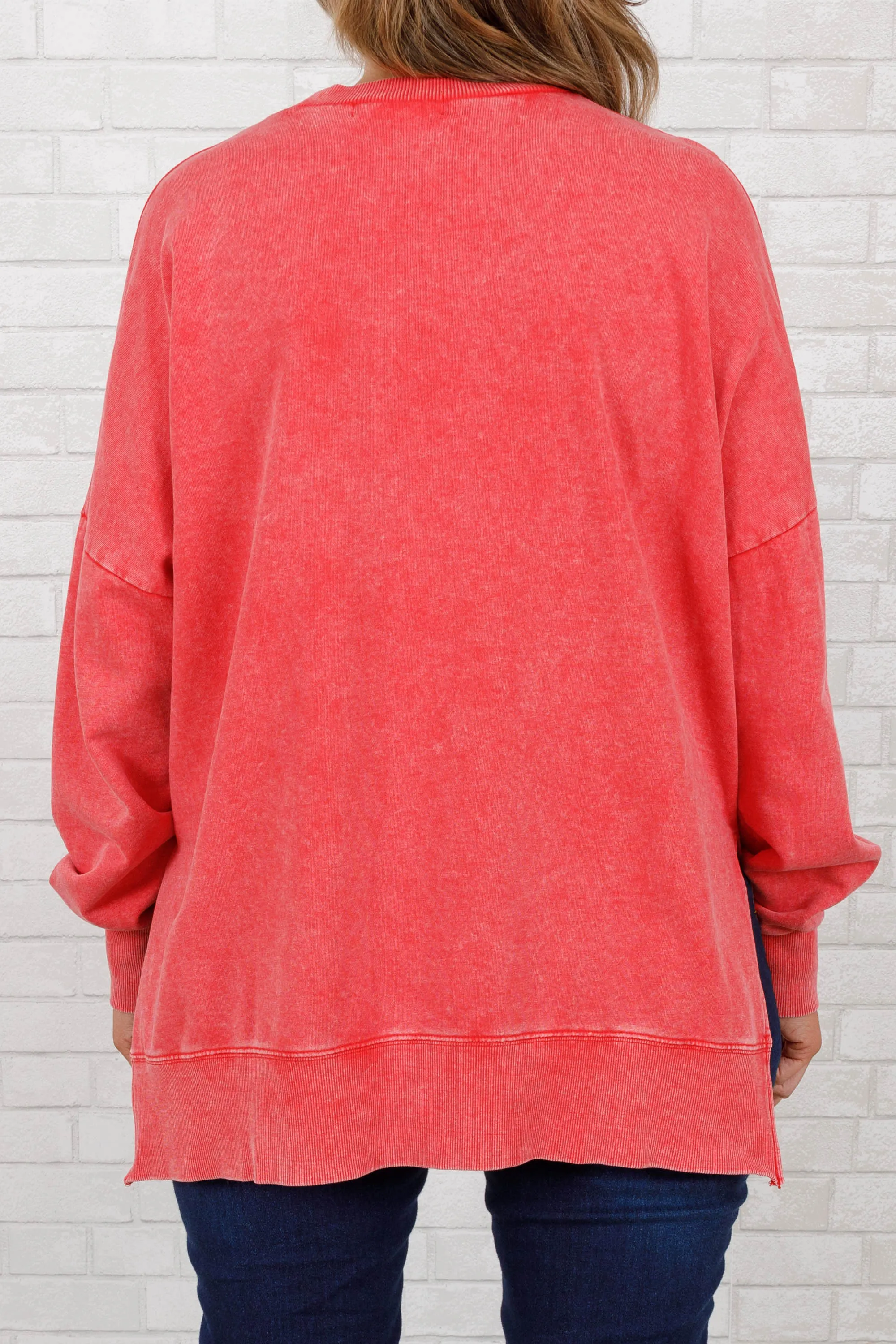 Cozy Crewneck Pullover, Ruby