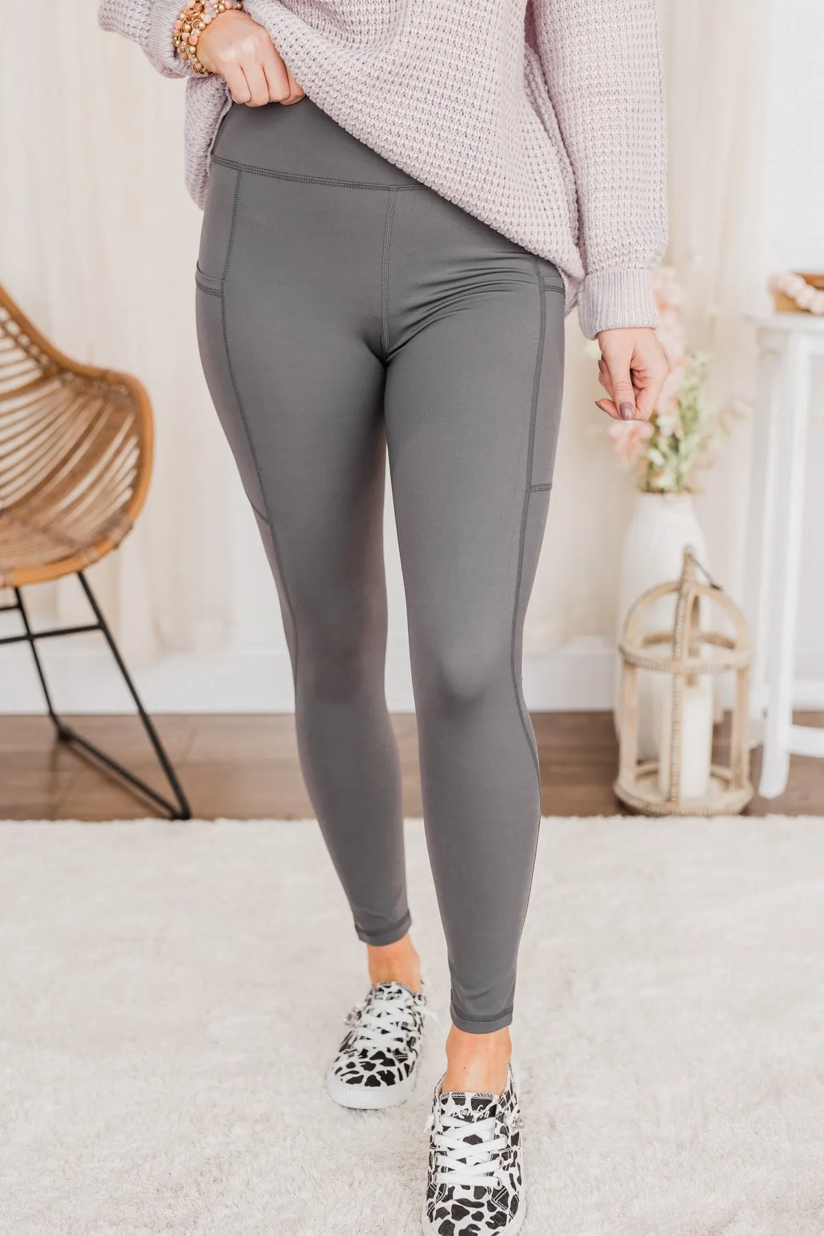 Create My Own Path Athleisure Leggings- Charcoal