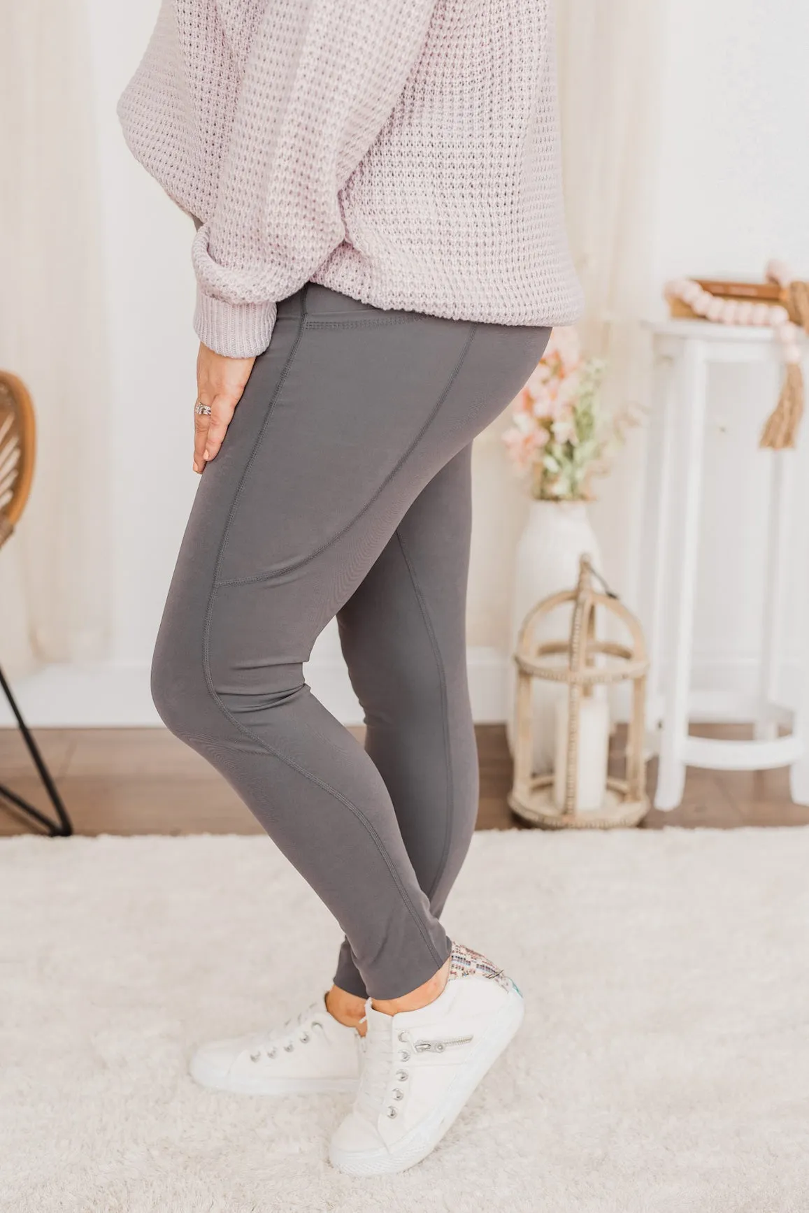 Create My Own Path Athleisure Leggings- Charcoal