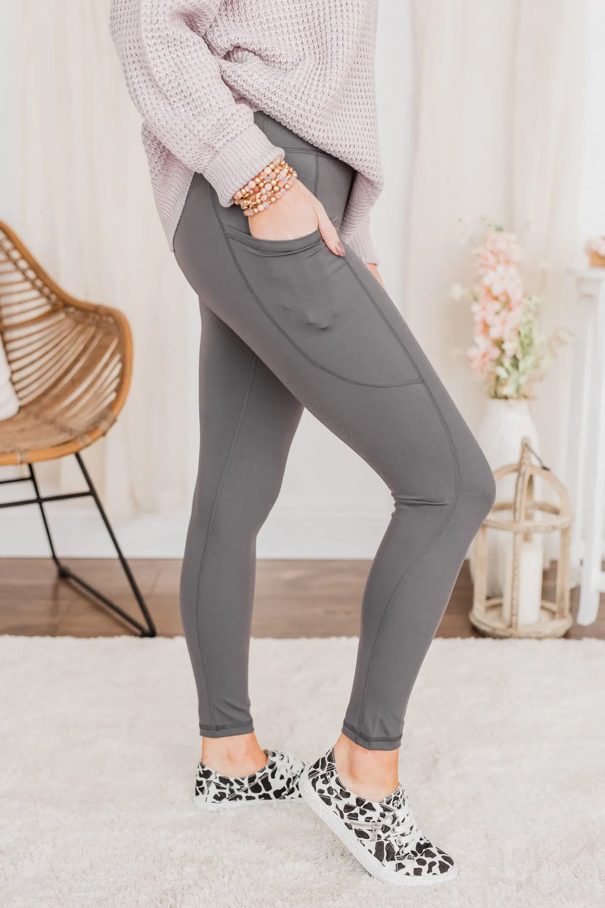 Create My Own Path Athleisure Leggings- Charcoal