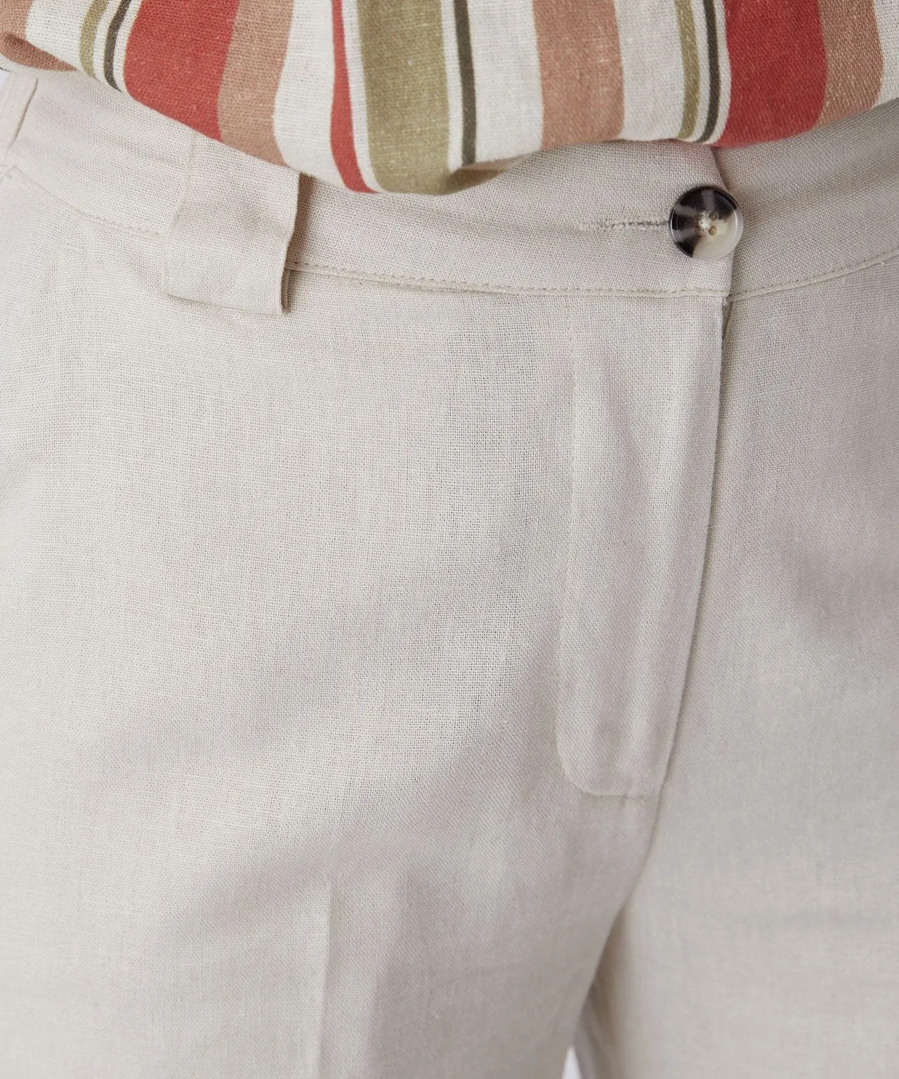 Cropped Linen Rich Trousers