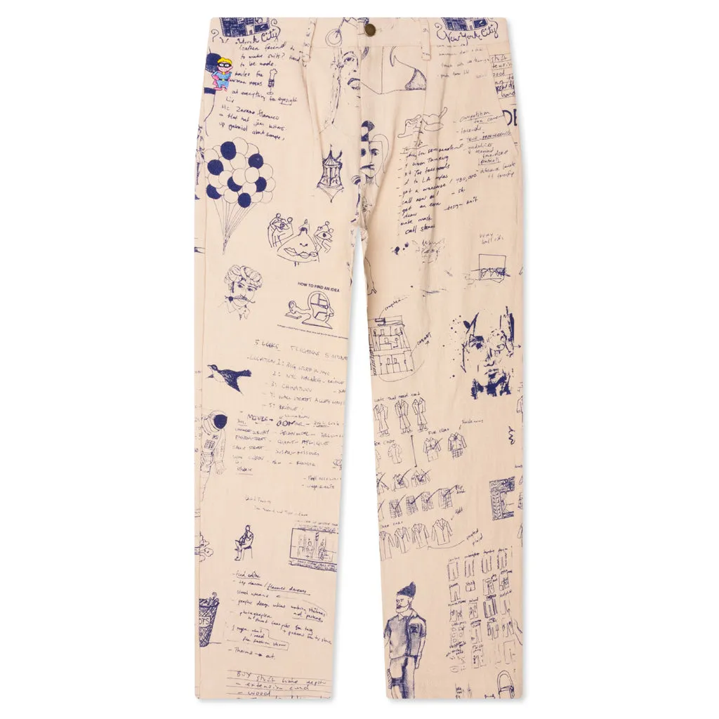 Doodles Linen Pants - Tan