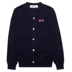 Double Heart Cardigan - Navy