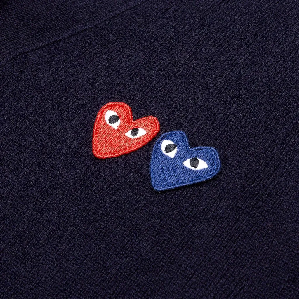 Double Heart Cardigan - Navy