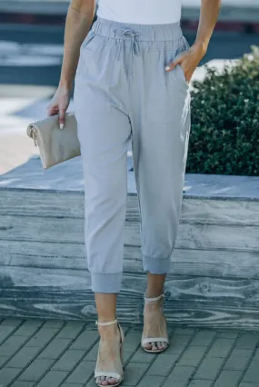 Drawstring Pocketed Cropped Pants