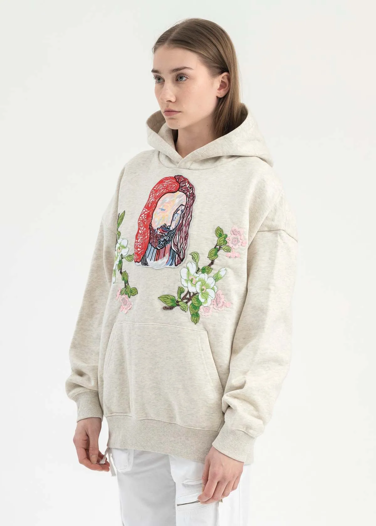 EMBROIDERY PATCHWORK HOODIES - GREY