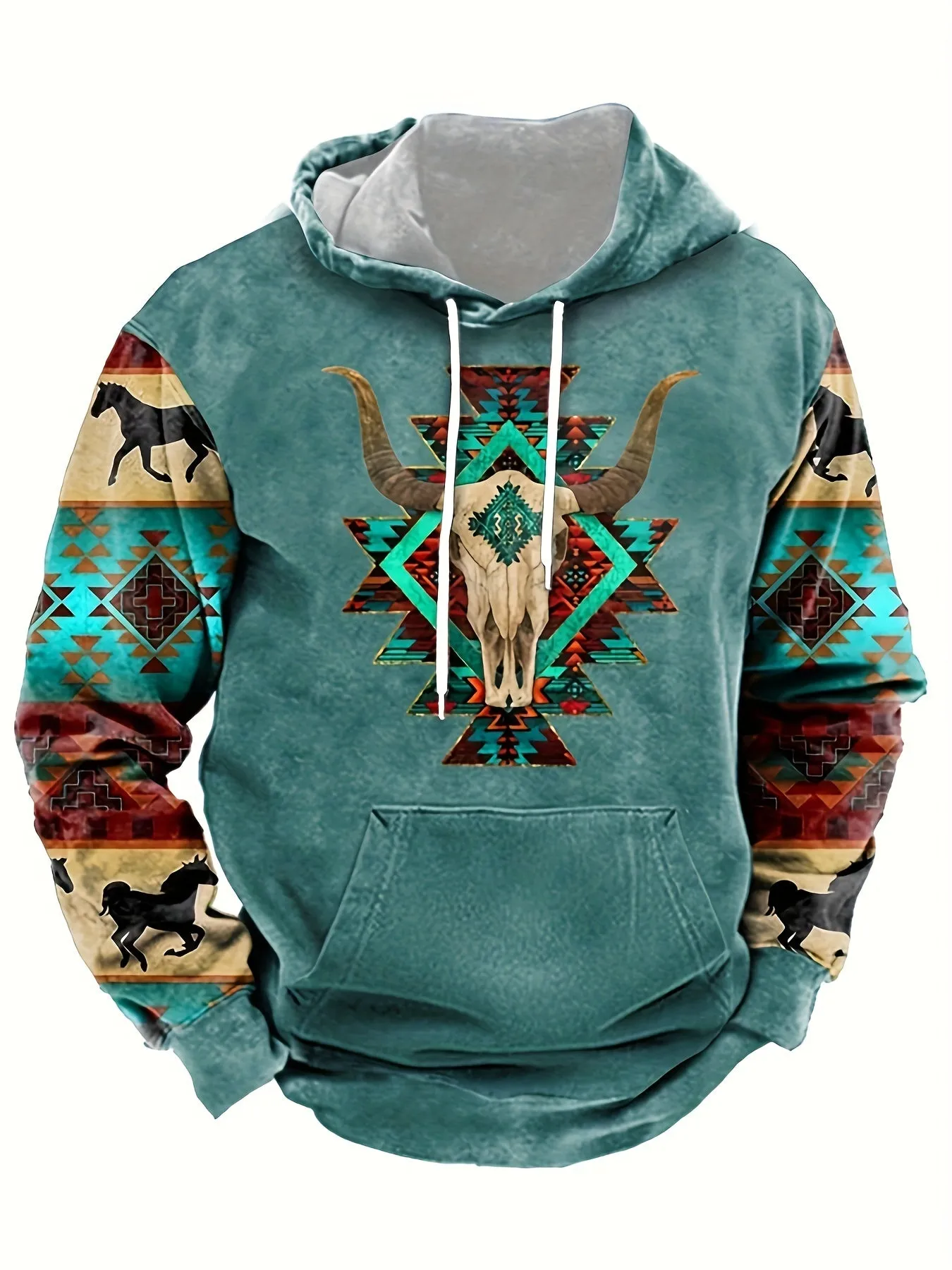 Ethnic Pattern Print Hoodie, Cool Hoodies For Men, Men's Casual Graphic Design Hooded Sweatshirt Streetwear For Winter Fall, As 