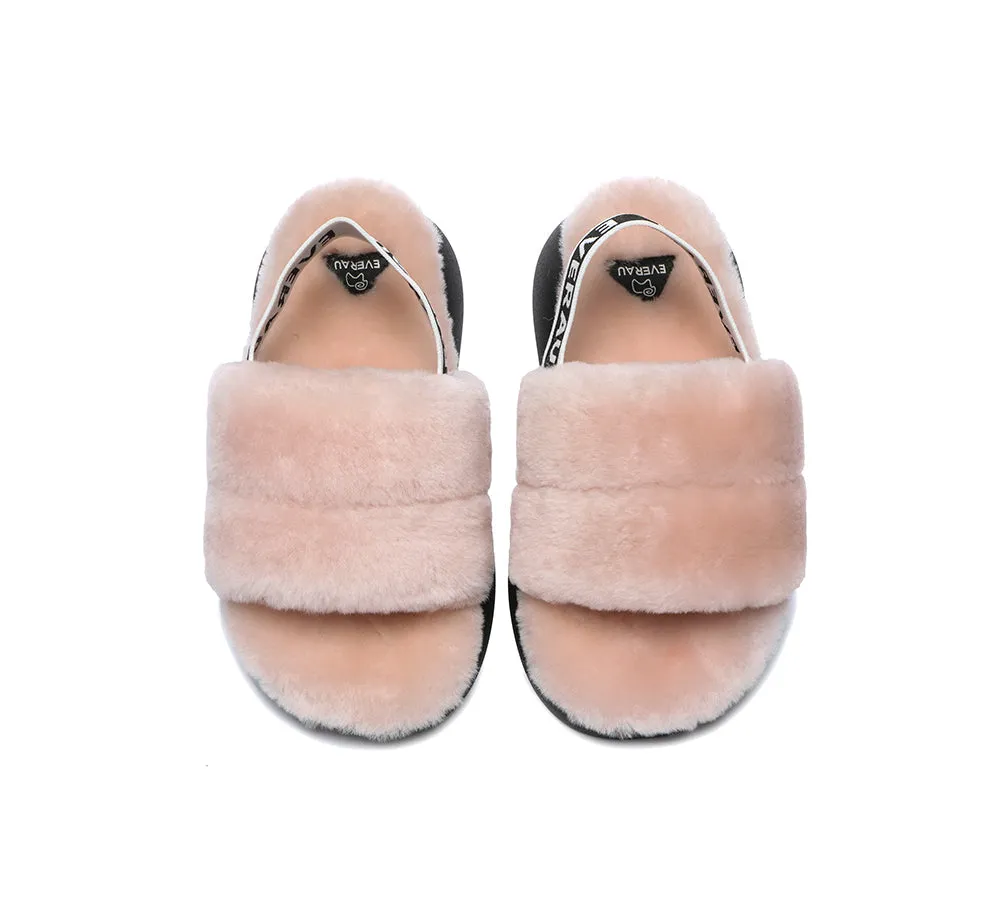 EVERAU Sheepskin Wool Slingback Fluffy Slides Women Miss Ever