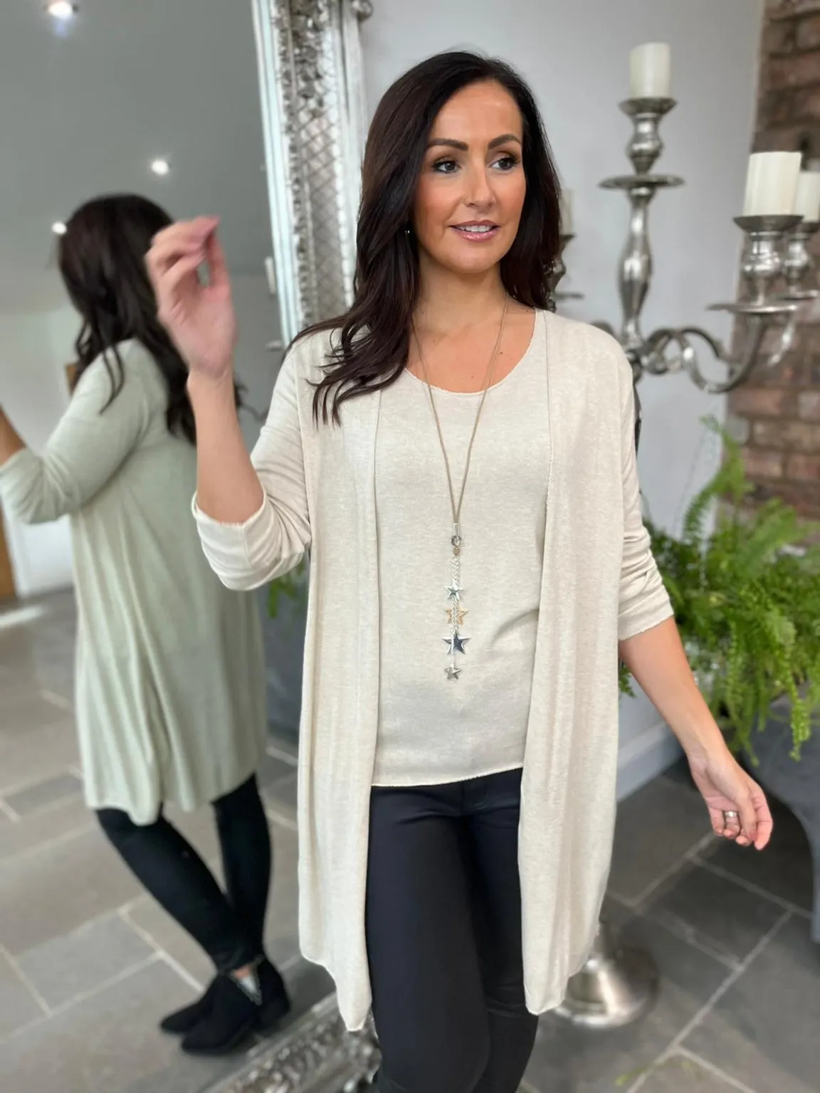 Fine Knit Cardigan and Vest Set