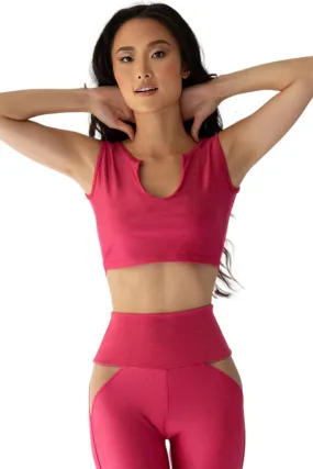 FREYA PINK U Cut Activewear Top